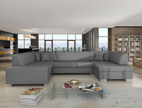 Coltar extensibil dreapta 6 locuri ELTAP, Hv10, Havana, 322x204x72 cm, lemn/poliester, gri inchis