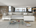 Coltar extensibil stanga 6 locuri ELTAP, Hv13, Havana, 322x204x72 cm, lemn/poliester, gri/alb