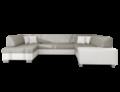 Coltar extensibil stanga 6 locuri ELTAP, Hv13, Havana, 322x204x72 cm, lemn/poliester, gri/alb