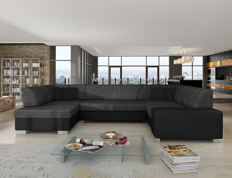 Coltar extensibil stanga 6 locuri ELTAP, Hv14, Havana, 322x204x72 cm, lemn/poliester, gri inchis/negru