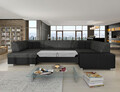 Coltar extensibil stanga 6 locuri ELTAP, Hv14, Havana, 322x204x72 cm, lemn/poliester, gri inchis/negru