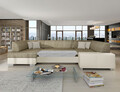 Coltar extensibil stanga 6 locuri ELTAP, Hv15, Havana, 322x204x72 cm, lemn/poliester, bej inchis/bej deschis