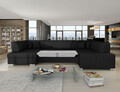 Coltar extensibil stanga 6 locuri ELTAP, Hv17, Havana, 322x204x72 cm, lemn/poliester, negru