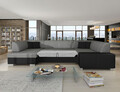 Coltar extensibil stanga 6 locuri ELTAP, Hv18, Havana, 322x204x72 cm, lemn/poliester, gri inchis/negru