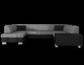Coltar extensibil stanga 6 locuri ELTAP, Hv18, Havana, 322x204x72 cm, lemn/poliester, gri inchis/negru