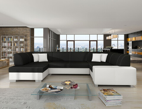 Coltar extensibil stanga 6 locuri ELTAP, Hv19, Havana, 322x204x72 cm, lemn/poliester, gri antracit/alb