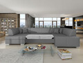 Coltar extensibil stanga 6 locuri ELTAP, Hv21, Havana, 322x204x72 cm, lemn/poliester, gri inchis