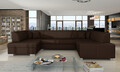 Coltar extensibil stanga 6 locuri ELTAP, Hv22, Havana, 322x204x72 cm, lemn/poliester, maro