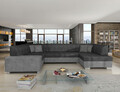 Coltar extensibil dreapta 6 locuri ELTAP, Hv23, Havana, 322x204x72 cm, lemn/poliester, gri inchis/gri