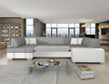 Coltar extensibil dreapta 6 locuri ELTAP, Hv27, Havana, 322x204x72 cm, lemn/poliester, gri inchis/alb