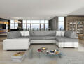 Coltar extensibil dreapta 6 locuri ELTAP, Hv27, Havana, 322x204x72 cm, lemn/poliester, gri inchis/alb