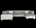 Coltar extensibil dreapta 6 locuri ELTAP, Hv27, Havana, 322x204x72 cm, lemn/poliester, gri inchis/alb