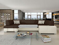 Coltar extensibil dreapta 6 locuri ELTAP, Hv28, Havana, 322x204x72 cm, lemn/poliester, maro/bej deschis