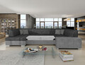 Coltar extensibil stanga 6 locuri ELTAP, Hv33, Havana, 322x204x72 cm, lemn/poliester, gri inchis/gri