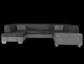 Coltar extensibil stanga 6 locuri ELTAP, Hv33, Havana, 322x204x72 cm, lemn/poliester, gri inchis/gri