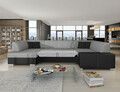 Coltar extensibil stanga 6 locuri ELTAP, Hv36, Havana, 322x204x72 cm, lemn/poliester, gri/negru