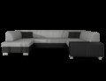 Coltar extensibil stanga 6 locuri ELTAP, Hv36, Havana, 322x204x72 cm, lemn/poliester, gri/negru