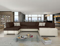 Coltar extensibil stanga 6 locuri ELTAP, Hv38, Havana, 322x204x72 cm, lemn/poliester, maro/bej deschis