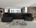 Coltar extensibil dreapta 6 locuri ELTAP, Hv43, Havana, 322x204x72 cm, lemn/poliester, negru