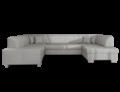 Coltar extensibil dreapta 6 locuri ELTAP, Hv44, Havana, 322x204x72 cm, lemn/poliester, gri deschis