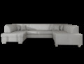 Coltar extensibil stanga 6 locuri ELTAP, Hv46, Havana, 322x204x72 cm, lemn/poliester, gri deschis