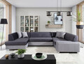 Coltar extensibil stanga 6 locuri ELTAP, Hv47, Havana, 322x204x72 cm, lemn/poliester, gri inchis/gri deschis
