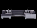 Coltar extensibil stanga 6 locuri ELTAP, Hv47, Havana, 322x204x72 cm, lemn/poliester, gri inchis/gri deschis