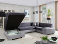 Coltar extensibil stanga 6 locuri ELTAP, Hv47, Havana, 322x204x72 cm, lemn/poliester, gri inchis/gri deschis