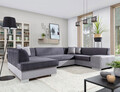 Coltar extensibil stanga 6 locuri ELTAP, Hv47, Havana, 322x204x72 cm, lemn/poliester, gri inchis/gri deschis