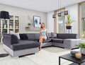 Coltar extensibil stanga 6 locuri ELTAP, Hv47, Havana, 322x204x72 cm, lemn/poliester, gri inchis/gri deschis