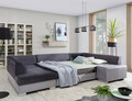 Coltar extensibil stanga 6 locuri ELTAP, Hv47, Havana, 322x204x72 cm, lemn/poliester, gri inchis/gri deschis