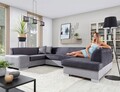 Coltar extensibil dreapta 6 locuri ELTAP, Hv48, Havana, 322x204x72 cm, lemn/poliester, gri inchis/gri deschis