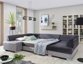Coltar extensibil dreapta 6 locuri ELTAP, Hv48, Havana, 322x204x72 cm, lemn/poliester, gri inchis/gri deschis