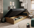 Pat pentru camera copilului, deschidere dreapta, 80x190 cm, ELTAP, PS-05, Parys, lemn/poliester, natur/negru