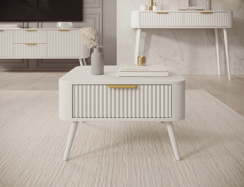 Masuta de cafea ELTAP, Chavelle, 67x67x40 cm, PAL/MDF, alb