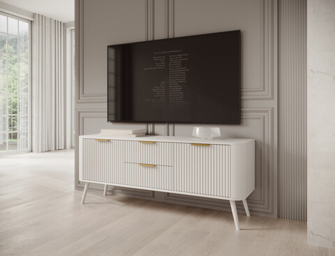 Comoda TV ELTAP, Chavelle, 150x40x60 cm, PAL/MDF, alb