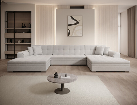 Coltar extensibil 6 locuri ELTAP, Vento, 359x165x78 cm, lemn/poliester, alb