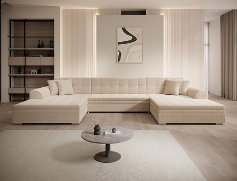 Coltar extensibil 6 locuri ELTAP, Vento, 359x165x78 cm, lemn/poliester, bej