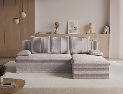 Coltar extensibil reversibil 3 locuri ELTAP, 03MOD, Gino, 201x143x90 cm, lemn/poliester, gri