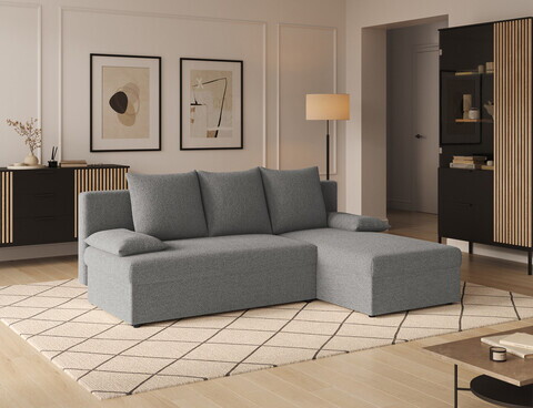 Coltar extensibil reversibil 3 locuri ELTAP, Gino, 201x143x90 cm, lemn/poliester, gri deschis