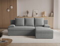 Coltar extensibil reversibil 3 locuri ELTAP, Gino, 201x143x90 cm, lemn/poliester, gri deschis