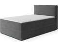 Pat continental tapitat cu lada depozitare, 120x200 cm, ELTAP, Alamito, lemn/poliester, gri inchis