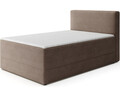 Pat continental tapitat cu lada depozitare, 120x200 cm, ELTAP, Alamito, lemn/poliester, maro deschis