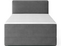 Pat continental tapitat cu lada depozitare, 140x200 cm, ELTAP, Alamito, lemn/poliester, gri inchis