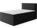 Pat continental tapitat cu lada depozitare, 140x200 cm, ELTAP, Alamito, lemn/poliester, negru