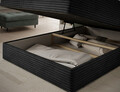 Pat continental tapitat cu lada depozitare, 140x200 cm, ELTAP, Alamito, lemn/poliester, negru