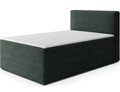 Pat continental tapitat cu lada depozitare, 140x200 cm, ELTAP, Alamito, lemn/poliester, verde inchis
