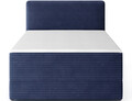 Pat continental tapitat cu lada depozitare, 140x200 cm, ELTAP, Alamito, lemn/poliester, albastru inchis