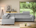 Coltar extensibil stanga 5 locuri ELTAP, LT-03NU, Kanedo, 269x204x86 cm, lemn/poliester, gri deschis