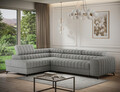 Coltar extensibil stanga 5 locuri ELTAP, LT-04PAO, Kanedo, 269x204x86 cm, lemn/poliester, gri